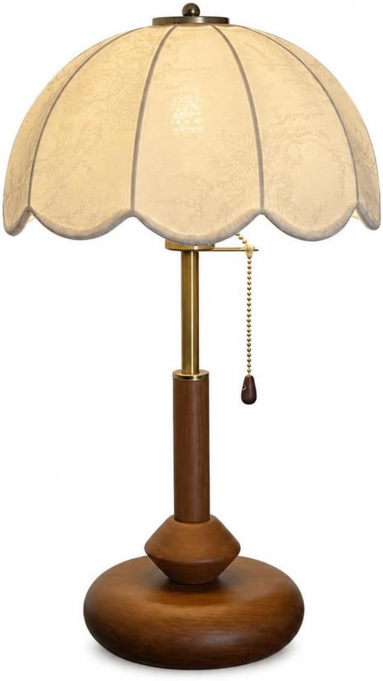 Tischleuchte Mit Romantischem Stoffschirm Mit Blumenmuster, Dekorative Holztischleuchte, Beleuchtung Fürs Schlafzimmer, Stil 1