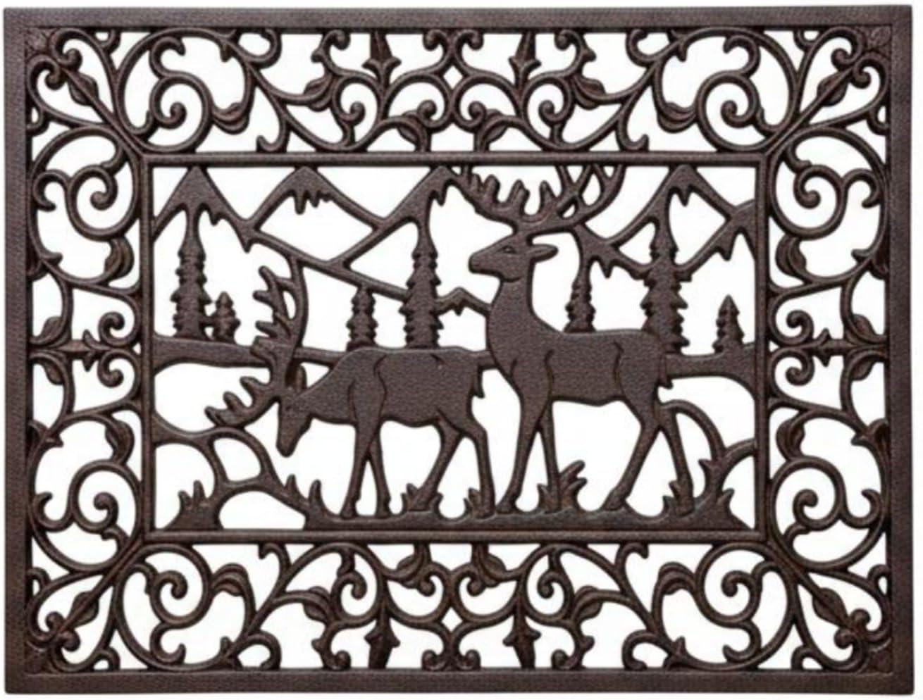 Dekorative Fußmatte Aus Gusseisen, Schuhabstreifer, Eingangsmatte, Stabiler Metallsockel, Entfernt Schlamm Vor Dem Betreten, Rentiermatte 8416
