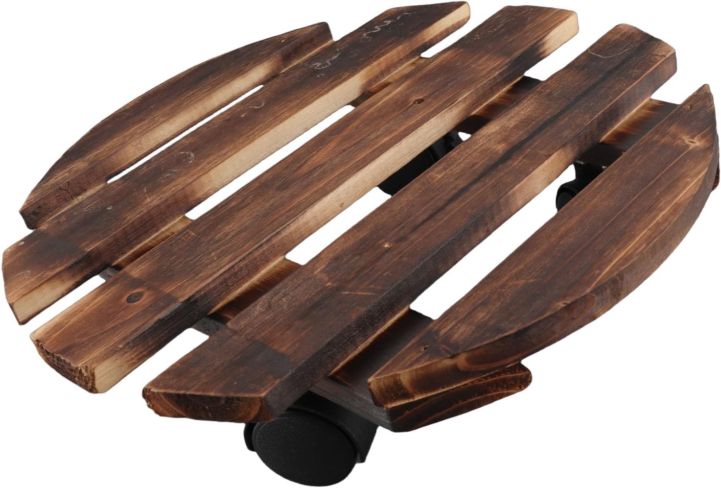 Rollbarer Pflanzenständer Aus Holz Mit Feststellbaren Rädern Für