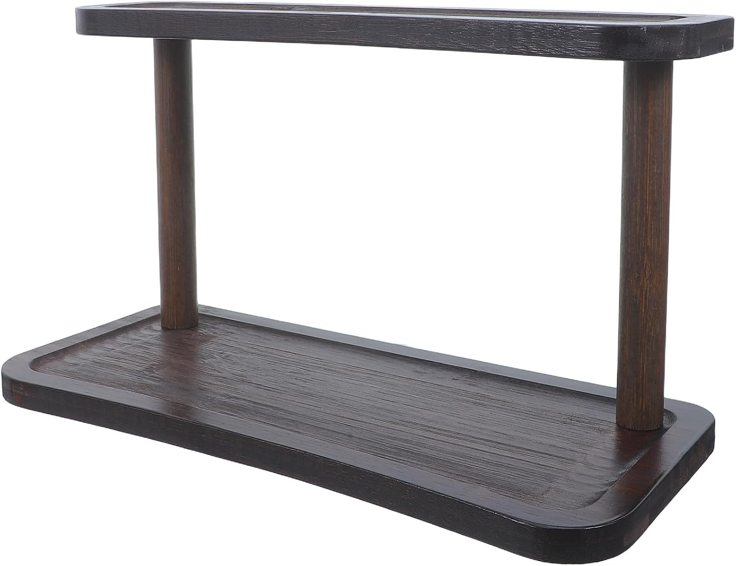 2-stöckiges Bambus-regal Zur Aufbewahrung Von Kosmetik Und Parfüm, Platzsparendes Design, Breite Basis Und Glatte Oberfläche Für Das Badezimmer