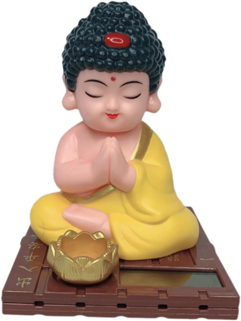 Schicke Und Retro-inspirierte, Solarbetriebene Buddha-figur Aus Kunststoff Als Dekoratives Armaturenbrett-ornament Für Zuhause Und Büro