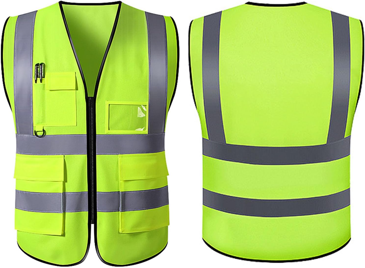 Sicherheits-reflexweste Für Baustellen Und Straßenverkehr – Ergonomische Weste Mit Reißverschluss Und Mehreren Taschen Für Mehr Komfort Und Bessere Sichtbarkeit
