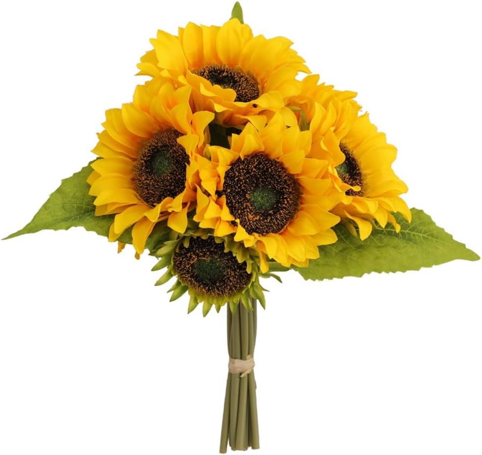 Künstlicher Sonnenblumenstrauß Mit 9 Seidenköpfen Für Die Dekoration Von Zuhause, Wohnzimmer, Hochzeitstisch, Tischdekoration, 30 X 22 Cm