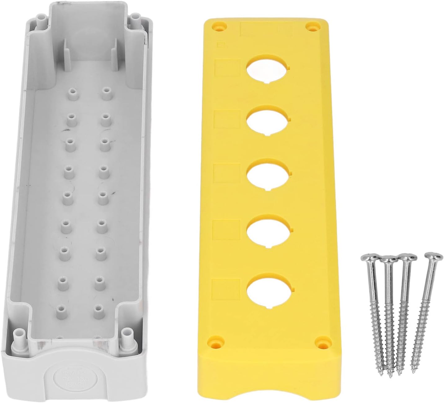 Industrieller Drucktaster-steuerkasten Mit 5 X 22 Mm Bohrungen, Wasserdichtem Abs-kunststoffgehäuse Ip65, Für Start-, Stopp-, Not-stopp- Und Reset-drucktaster.