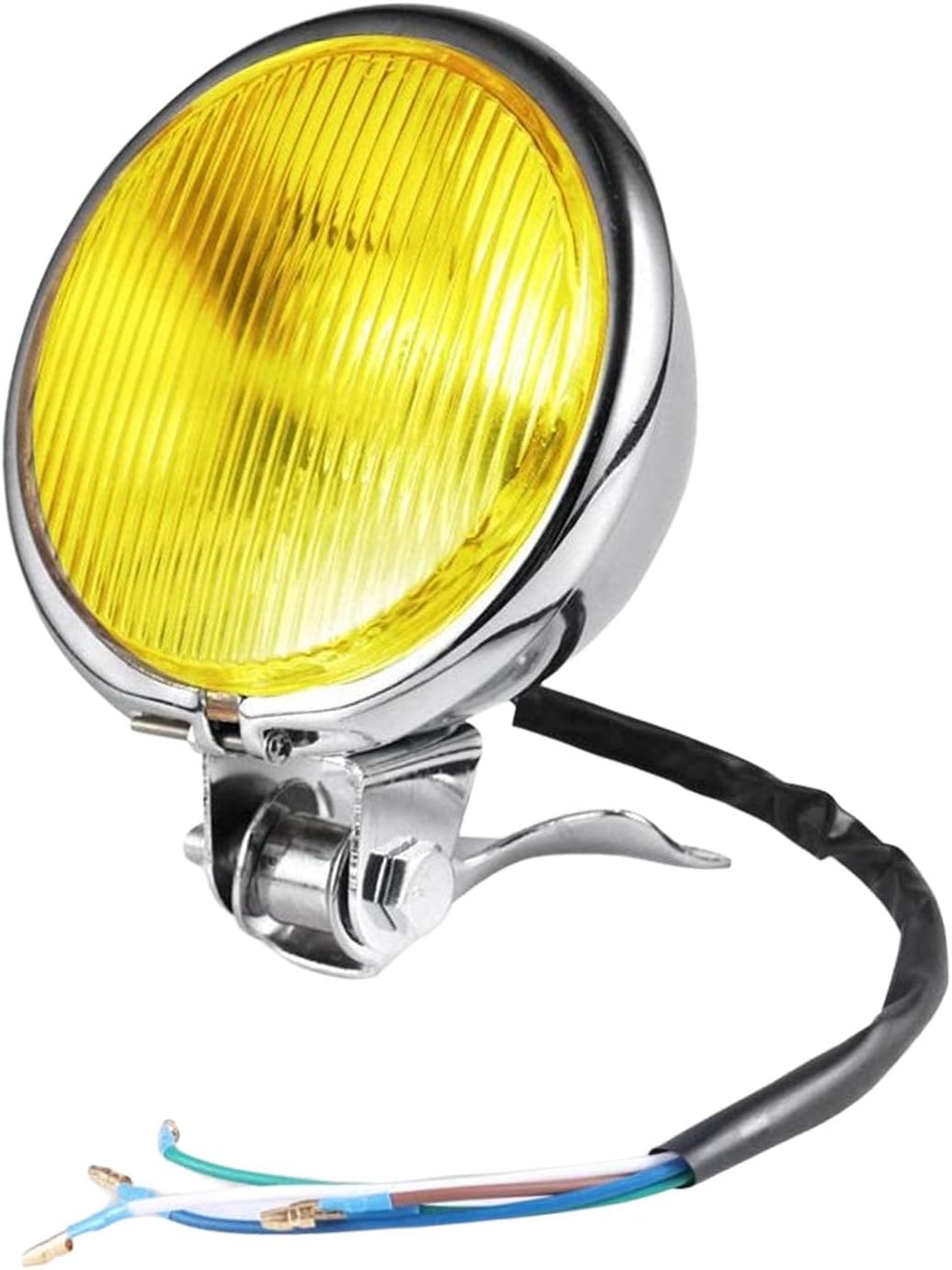 Retro-motorradscheinwerfer Aus Metall, Fern- Und Abblendlicht, Runder, Wasserdichter 5,19-zoll-scheinwerfer Mit Starker Durchdringung Für Gute Sicht Bei Nacht (verzinkte Gelbe Linse)