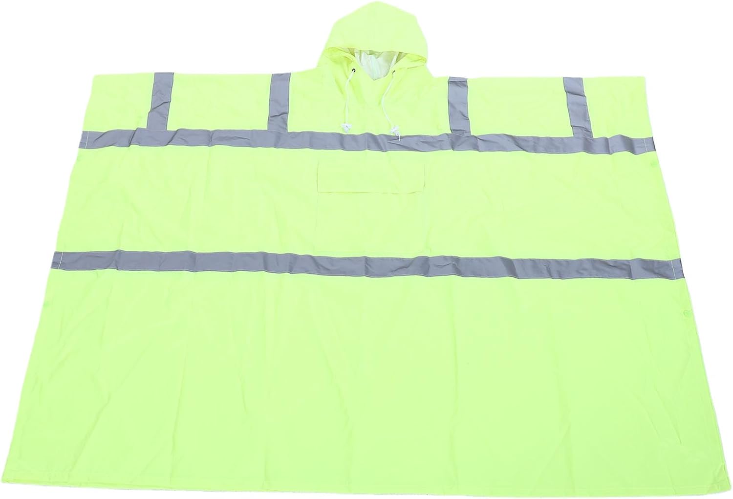 Fluoreszierend Gelber Regenponcho Aus Oxford-gewebe Mit Verstellbarer Kapuze Mit Kordelzug Und Vordertasche Für Outdoor-arbeit