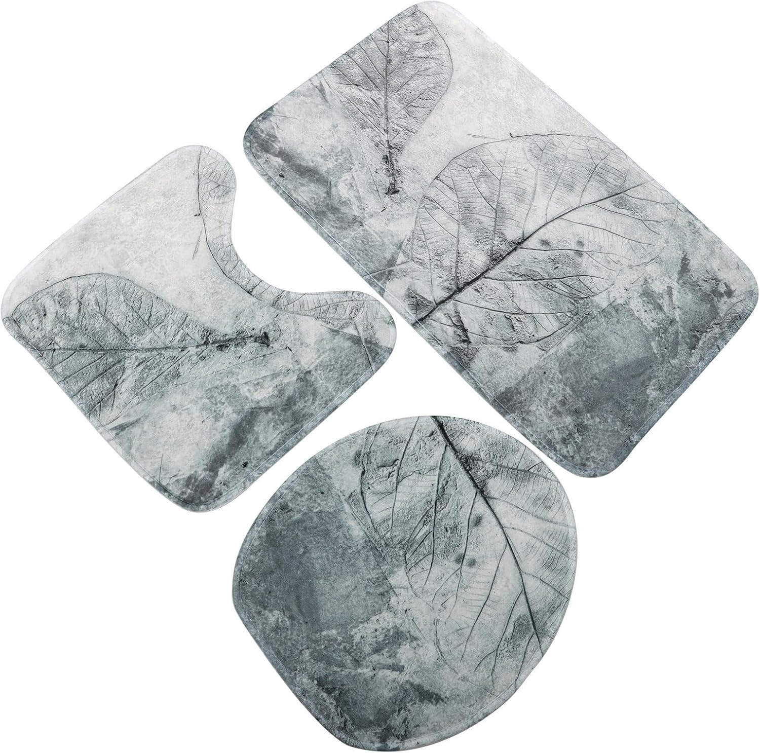 Retro-badematten Aus Polyester, Komfortables 3er-set, Blattdesign, Rutschfest, Für Jungen- Und Mädchenbäder Und Als Dekoration Für Ihr Zuhause