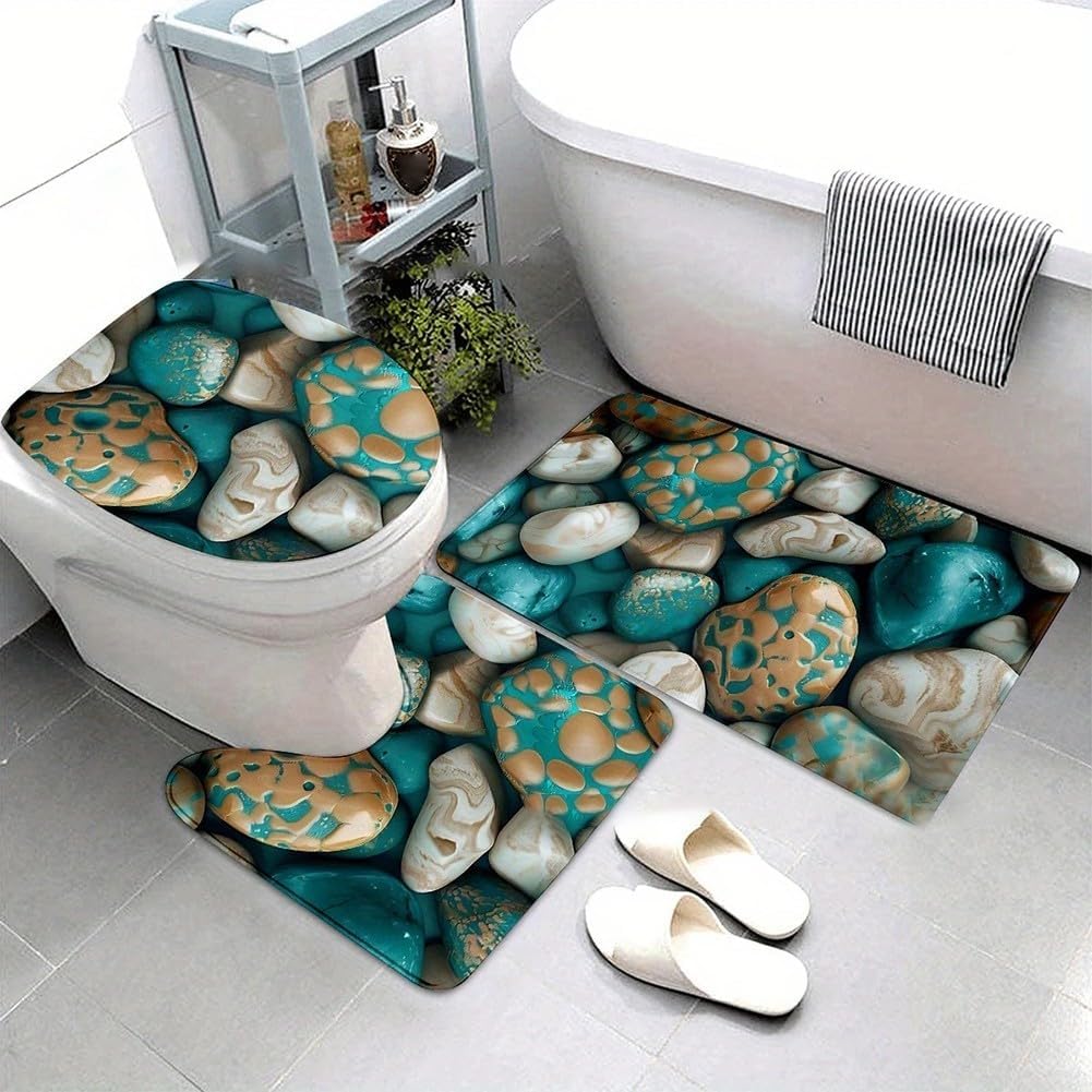 Schnelltrocknendes, Saugfähiges Badezimmermatten-set, Grau (4, 40