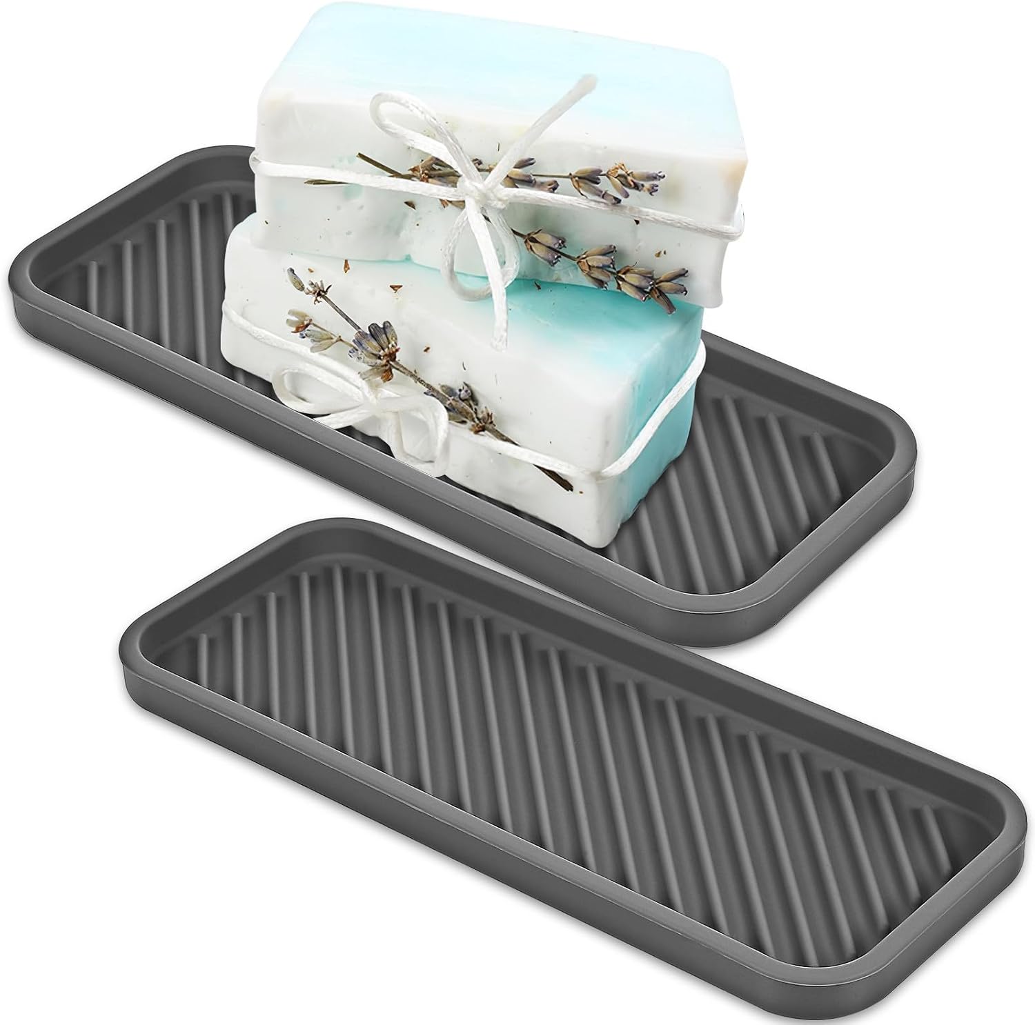 Set Mit 2 Silikon-seifenschalen Für Küchen- Und Badezimmerwaschbecken, Rutschfester Und Hitzebeständiger Halter, Praktischer Organizer Für Schwämme
