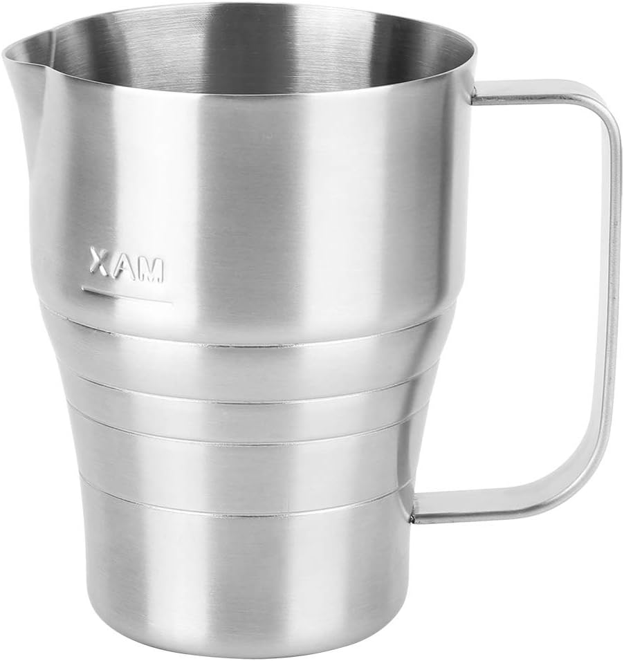 Kaffeekännchen Aus Silberfarbenem Edelstahl 304, 900 Ml, Mit Ergonomischem Griff Und Integrierter Skala Für Latte Art Und Aufgeschäumte Milch