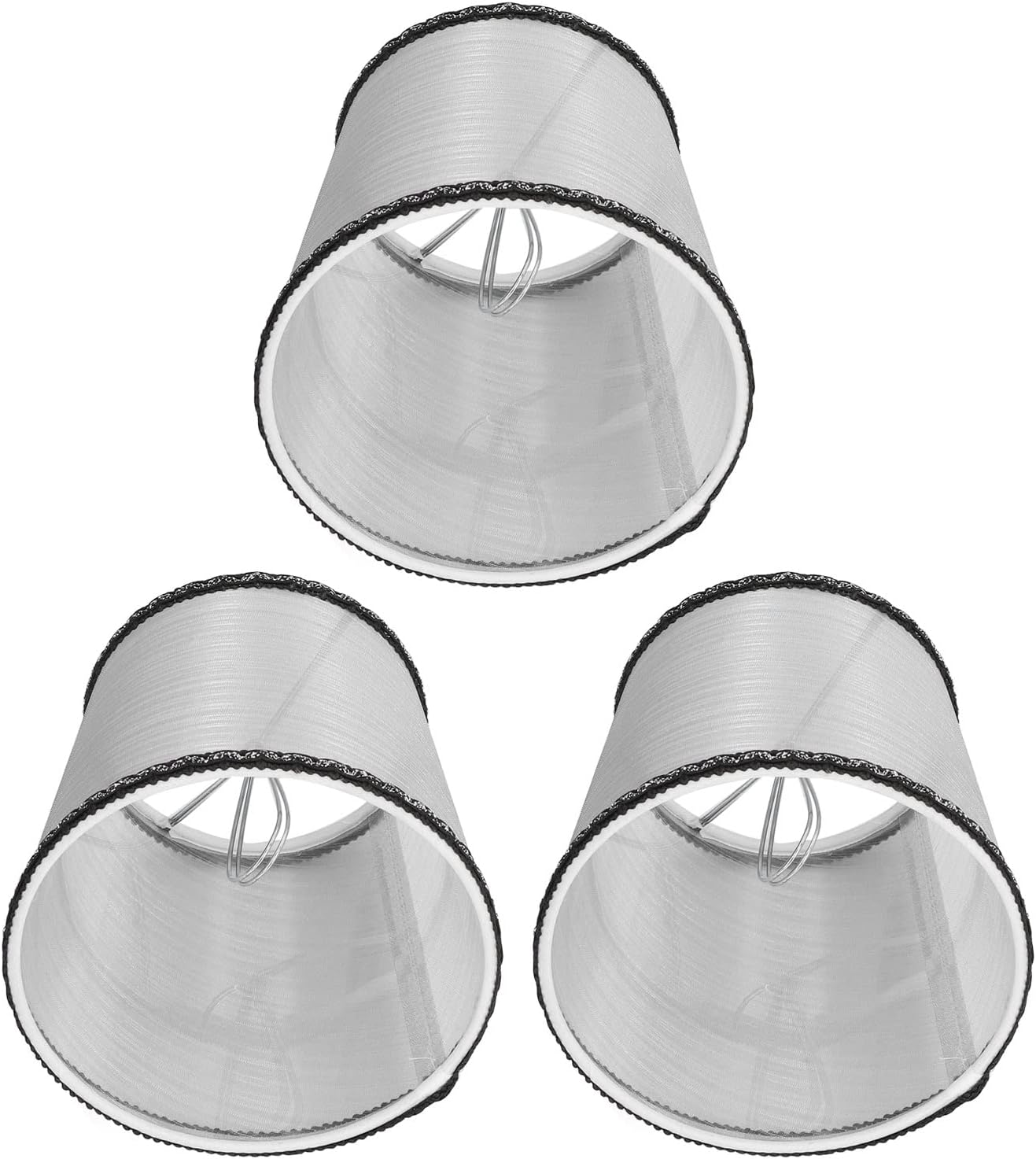 3-teiliger E14-stofflampenschirm, Handgefertigt, Dünner Rand, Leichter Und Dünner Stoff, Hervorragende Lichtdurchlässigkeit, Integrierter Metallrahmen Für Tisch- Und Kronleuchter