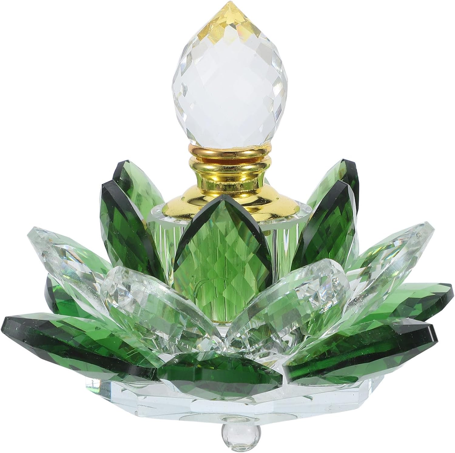 Elegante, Lotusförmige Parfümflasche Aus Grünem Kristallglas Zur Aufbewahrung Ätherischer Öle Und Als Vintage-schlafzimmerdekoration