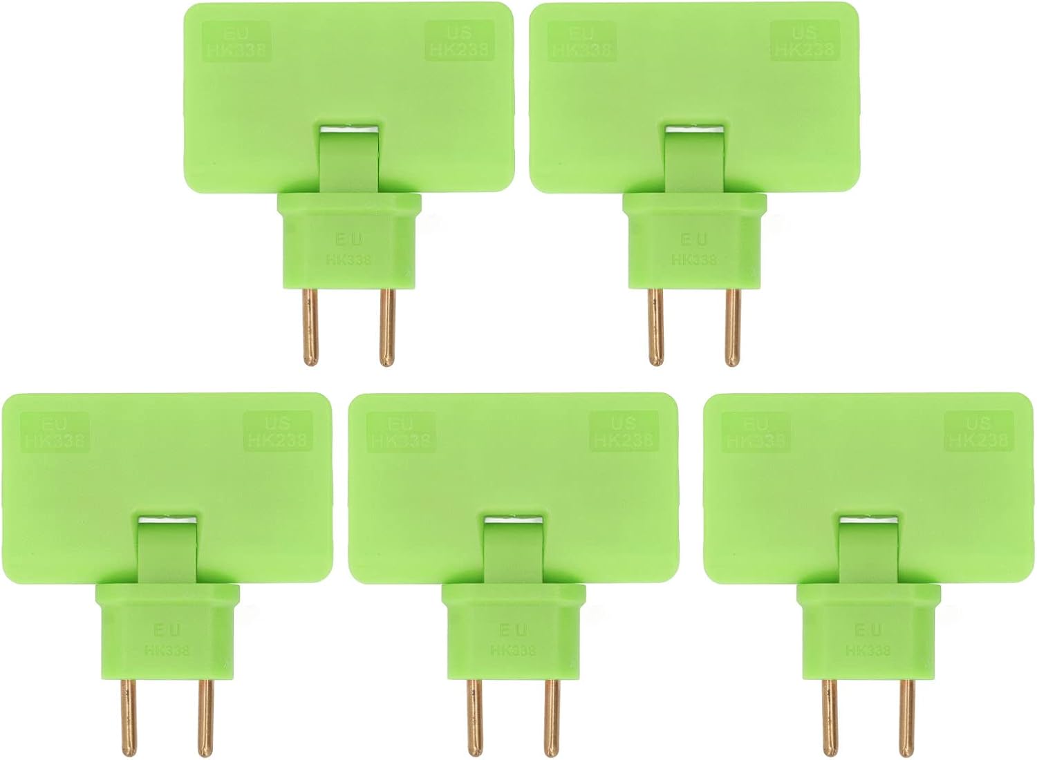 Eu-steckeradapter, Eu-steckeradapter 1 Auf 3, 110-250v-konverter, 5 Stück, 180 Grad Kabellose Verlängerung (grün)