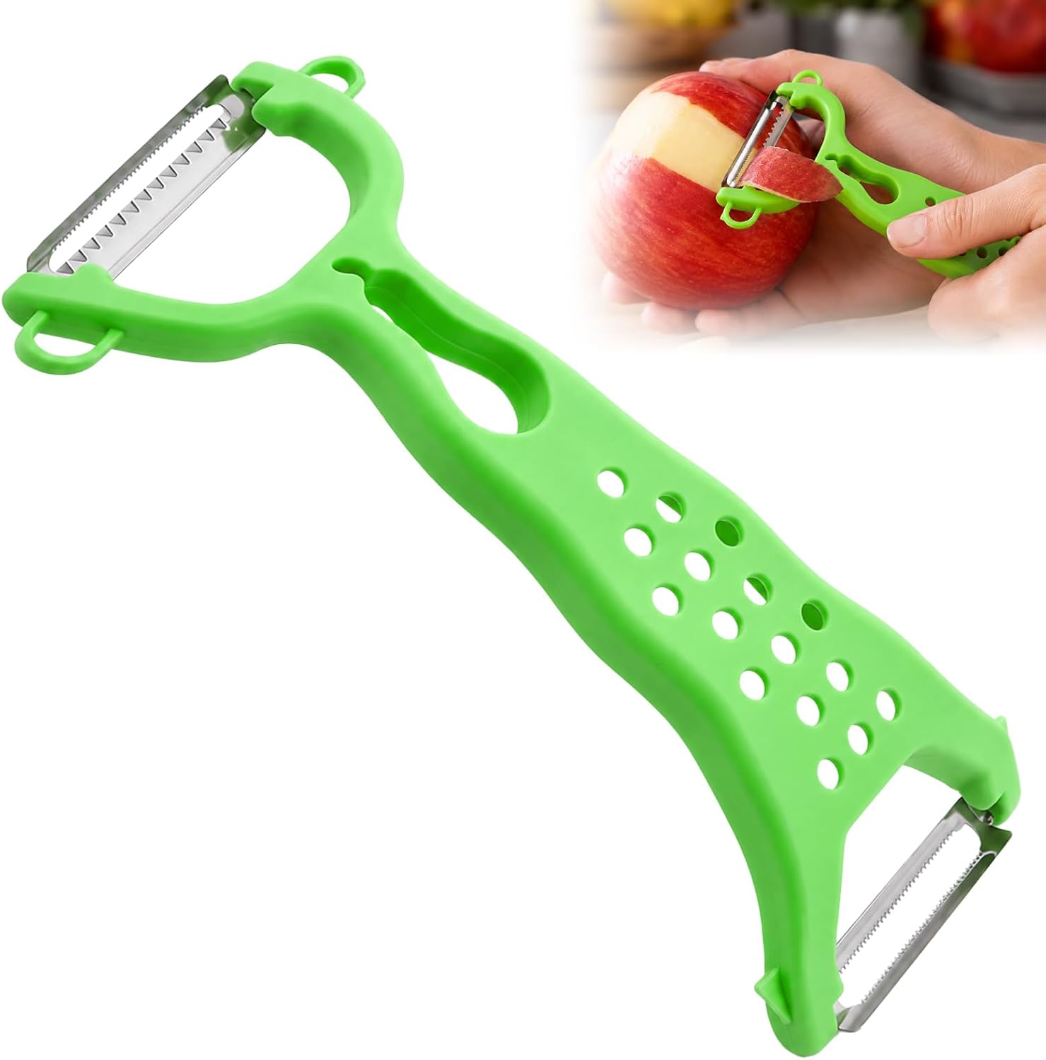 1-teiliger Edelstahl-doppelfunktionsschäler, Multifunktionaler Schäler Für Obst Und Gemüse, Ergonomischer Griff Für Die Tägliche Zubereitung Von Speisen