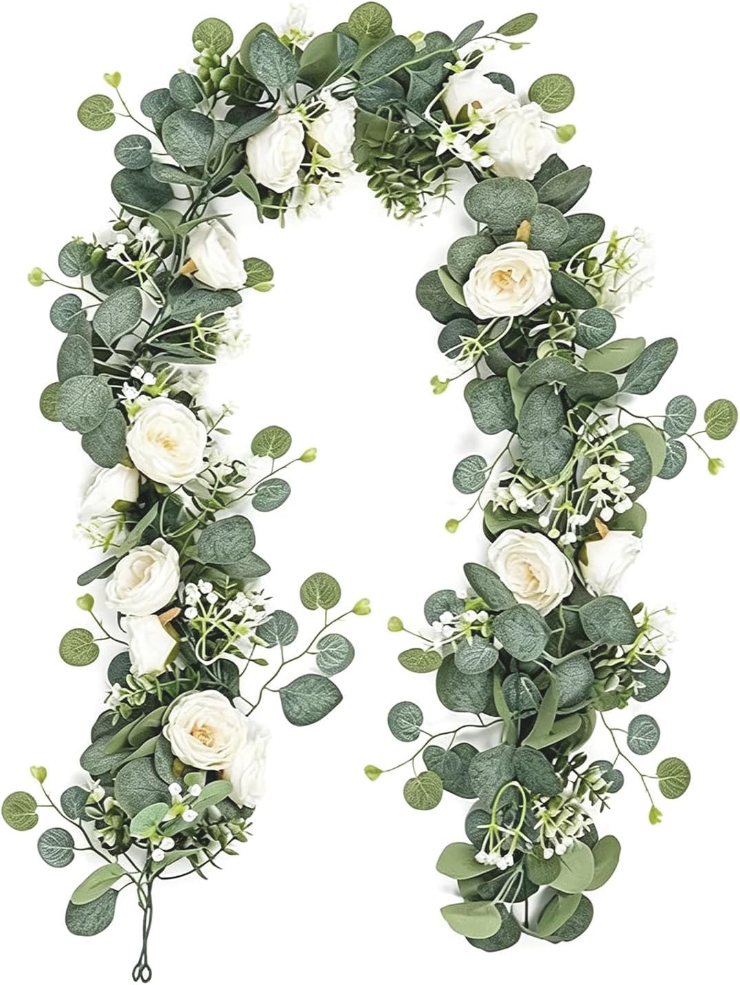 Set Aus 2 Künstlichen Eukalyptusgirlanden Mit Blüten (1,8 M)