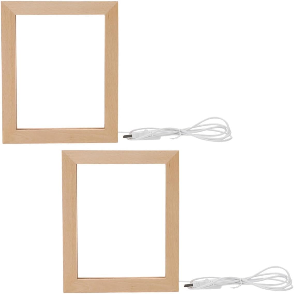 2-teiliger 3d-led-fotorahmen Aus Holz Für Büro Und Zuhause – Led-beleuchtung Und Minimalistischer 3d-effekt