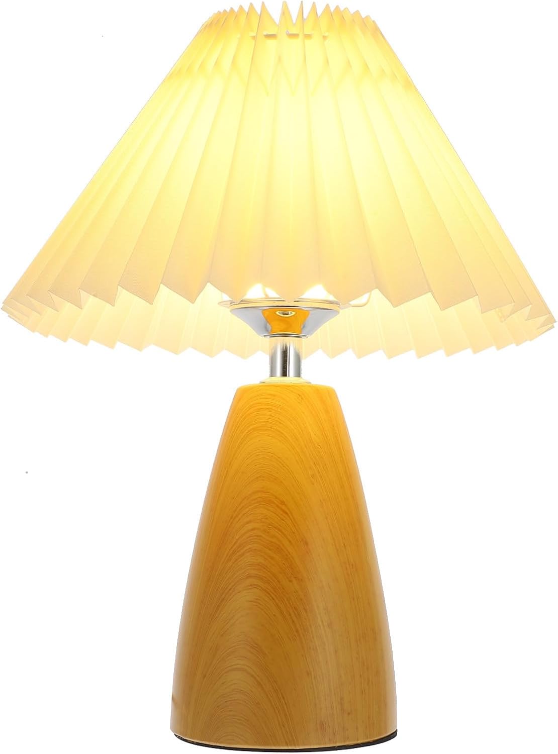 Nachttischlampe Aus Holz Mit Holzfuß Und Stoffschirm, Sanftes Und Diffuses Licht, Komfortable Touch-bedienung Für Ein Entspannendes Schlafzimmer