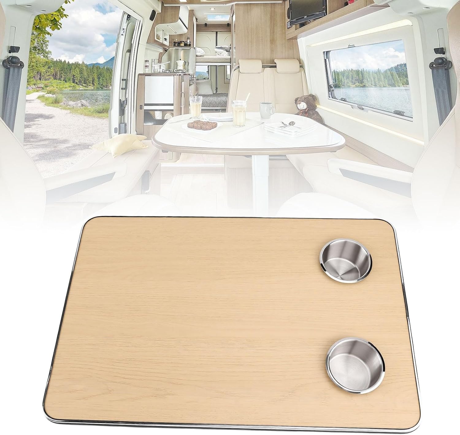 Wohnmobil-tischplatte Mit 2 Getränkehaltern, 405 X 600 Mm