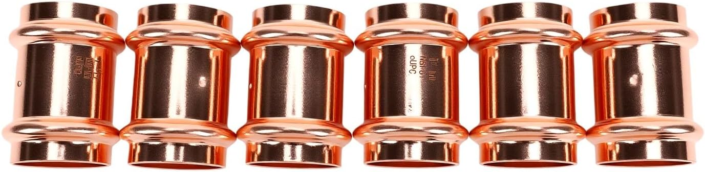 Kupfer-crimpfittings, 6 Stück, 1 Zoll Gerader Fitting