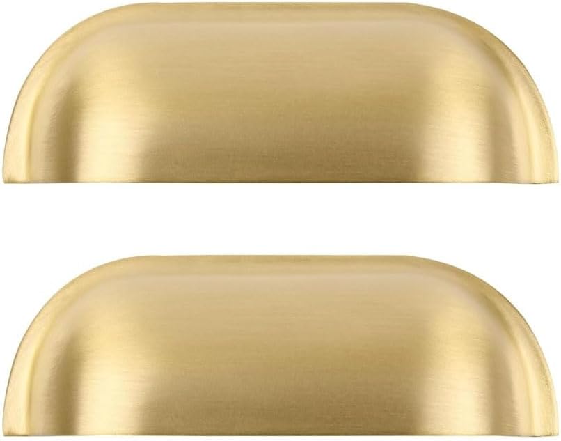 Set Mit 2 Massiven, Schalenförmigen Schubladengriffen Aus Messing – 89 X 28 Mm – Vintage-stil – Für Küchenschränke