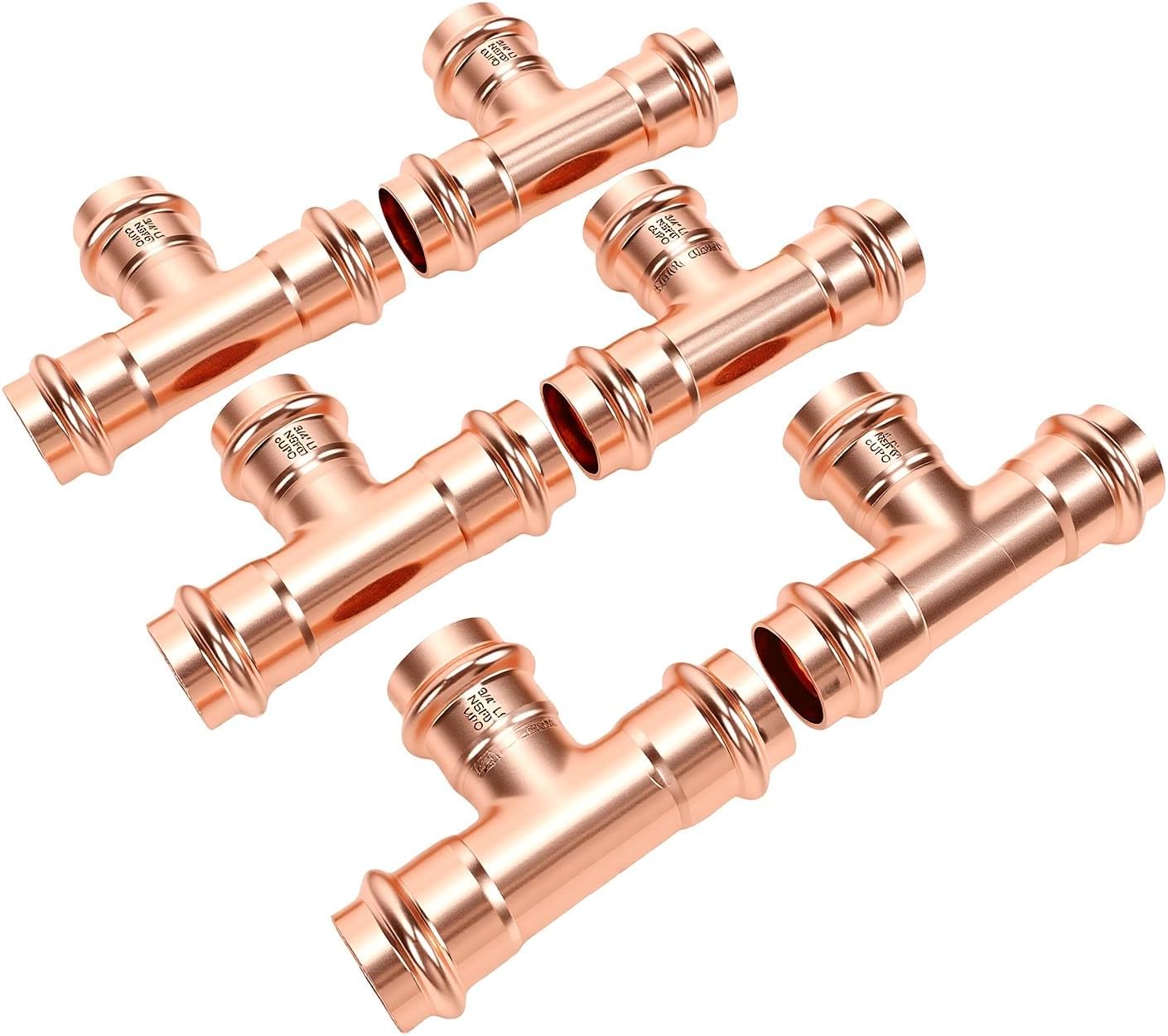 3,4-zoll-kupfer-crimp-t-stück, 3-wege-anschluss