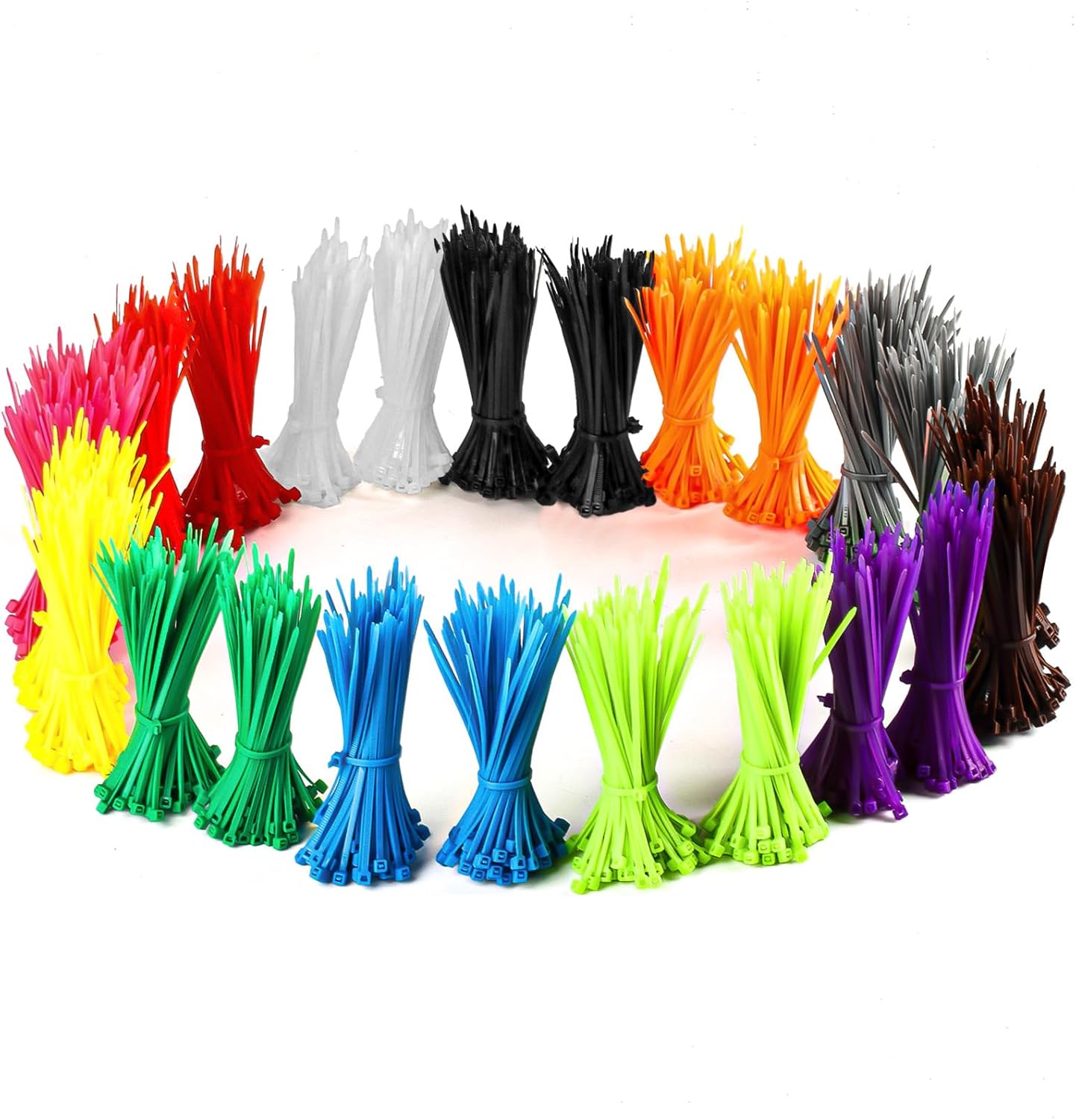 Packung Mit 2400 Farbigen, Selbstsichernden Nylon-kabelbindern Für Haus, Büro, Garten, Garage, Werkstatt (2400)