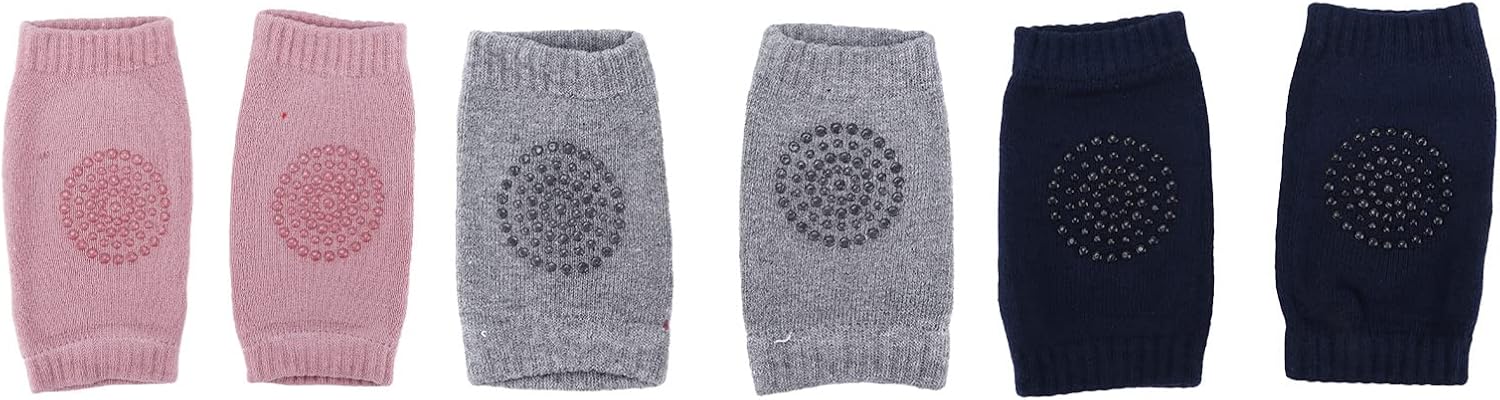 Baby-knieschoner Aus Gekämmter Baumwolle, 3 Paar, Weiche Und Atmungsaktive Knieschützer Für Babys Von 6 Bis 24 Monaten, Unisex-design Mit Anti-rutsch-funktion