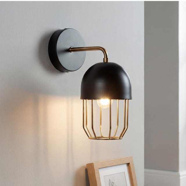 Wandleuchte Loft Design Metall Elegant In Schwarz Gold E14