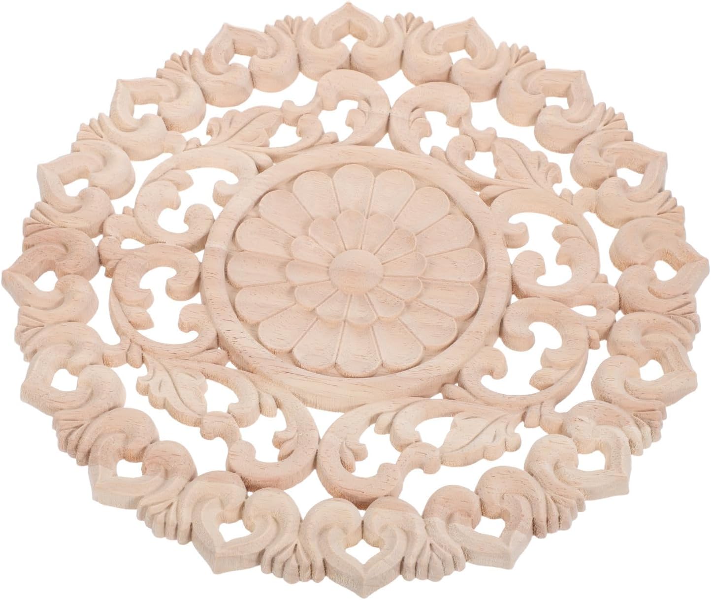 Runde, Geschnitzte Wandleuchte Aus Holz Für Schränke, Dekorativ, 30 Cm