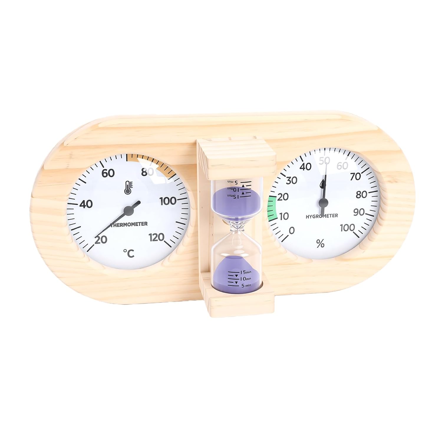 Holzthermometer Und Hygrometer Für Die Sauna, Glaszifferblatt