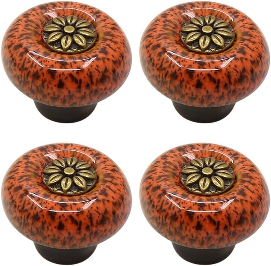 4-teilige Retro-keramik-schubladeneinsätze Für Schubladen Und Schränke (orange)