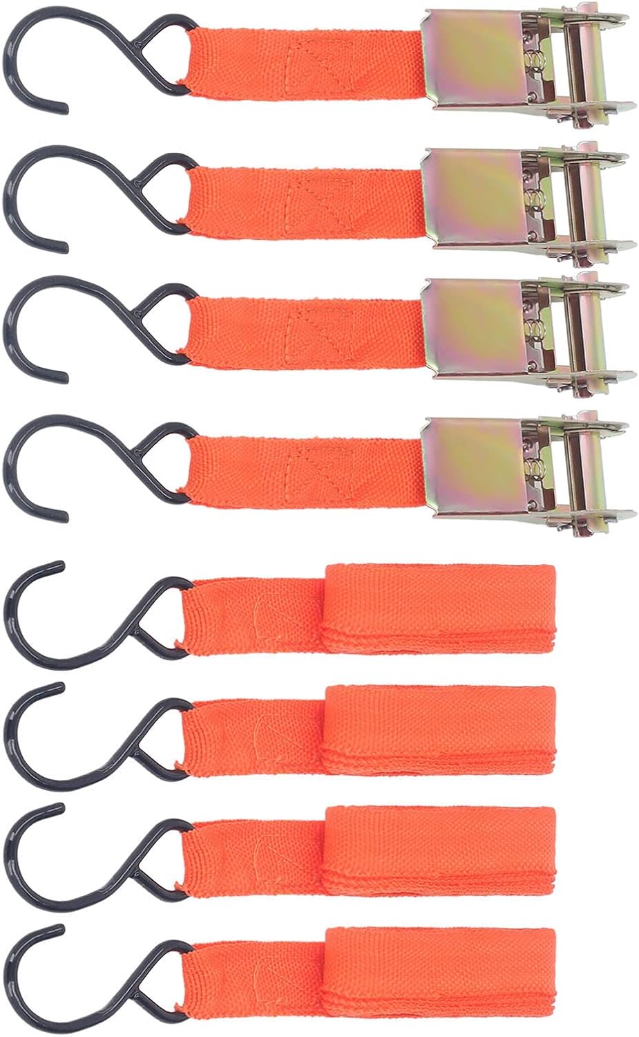Zurrgurte Aus Polyesterlegierung Mit Ratschenverschluss, 4er-pack, 4,57 M X 25 Mm, Mit Ratschenschnalle Und S-haken Zur Ladungssicherung Und Zum Transport Auf Anhängern