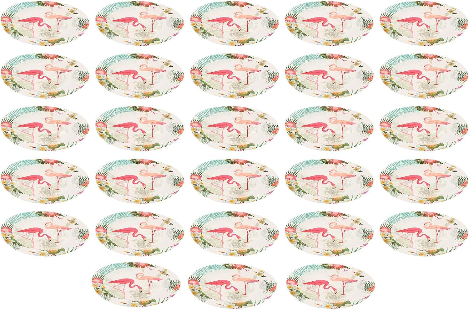 Set Mit 18 Runden Papptellern Für Eine Hawaii-party Mit Rosa Flamingos, Klarem Druck, Tropische Tischdekoration