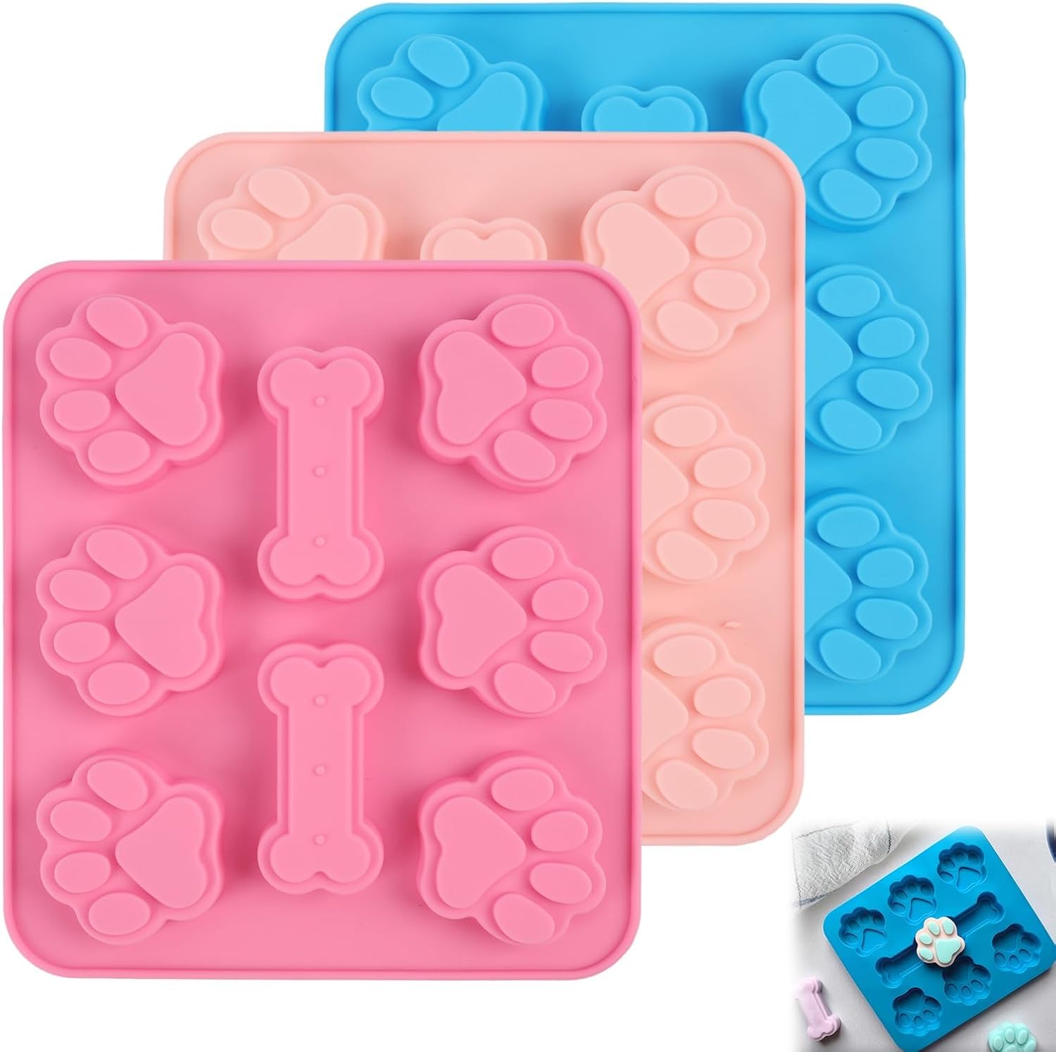 3er-set Silikonformen In Form Einer Hundepfote Und Eines Hundeknochens – 3d-kuchen- Und Schokoladenformen In Form Von Welpenpfoten – Antihaft-silikon In Lebensmittelqualität