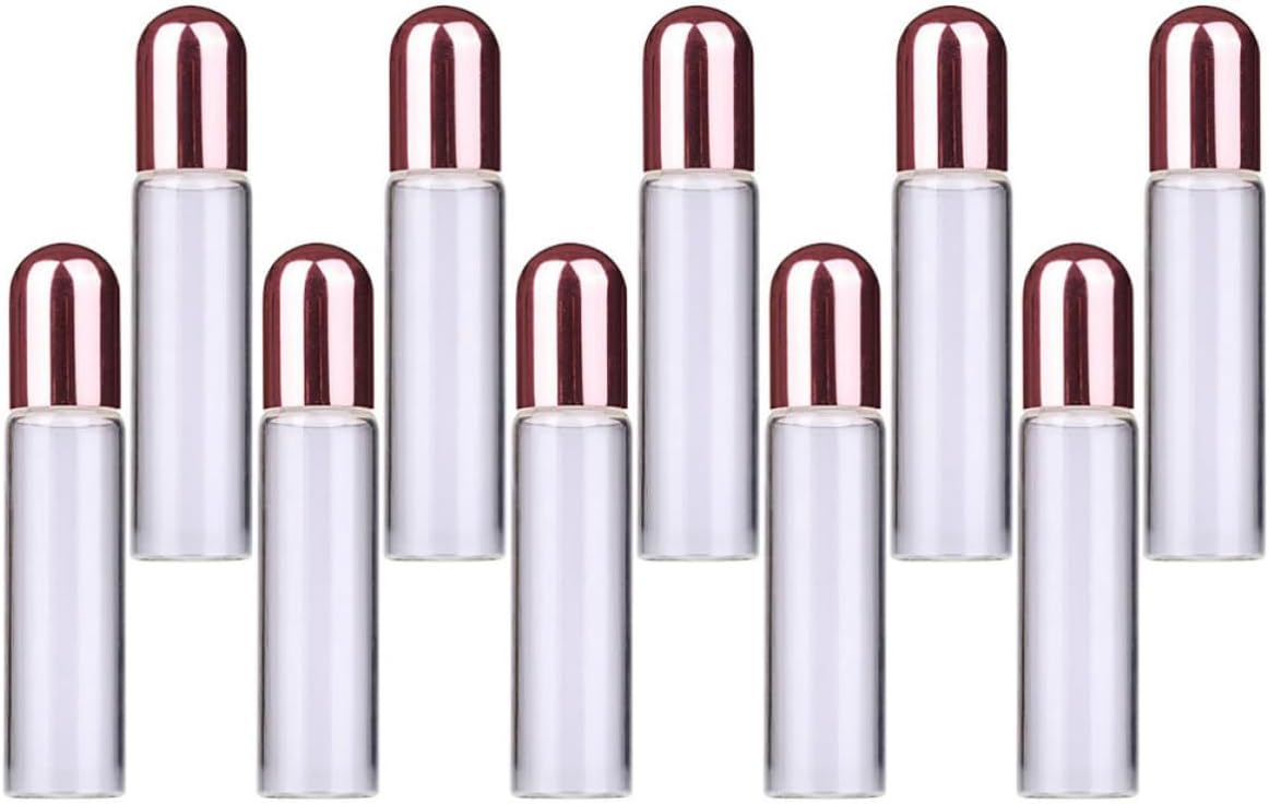 10 Roll-on-fläschchen Für Ätherische Öle, Kleine 1-ml-glasfläschchen Mit Kugelverschluss, Rosa, Nachfüllbar, Auslaufsicher, Tragbar, Für Aromatherapie Und Reisen