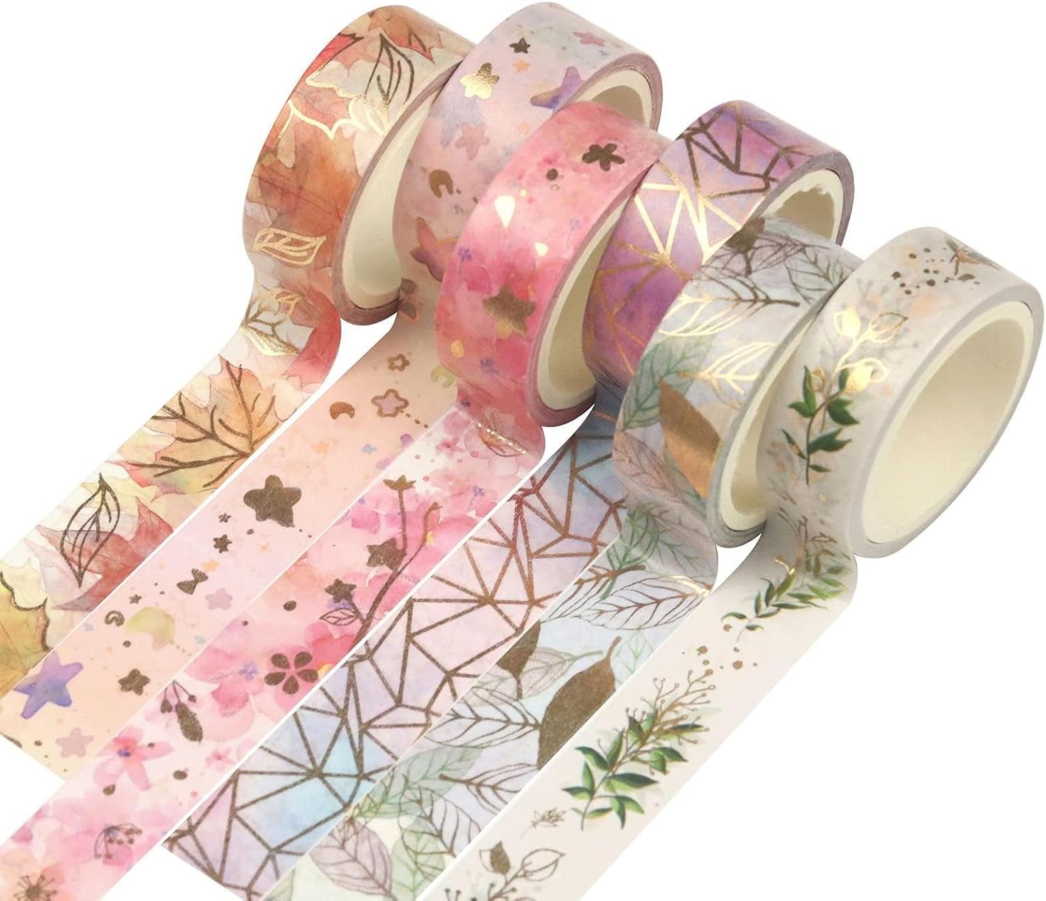 Packung Mit 6 Rollen Washi-klebeband Mit Blumenmuster, 15 Mm Breit