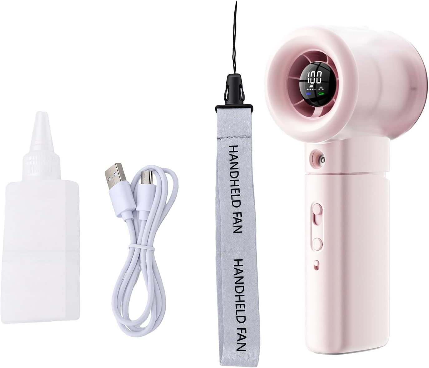 Tragbarer Nebelventilator Mit Variabler Geschwindigkeitsregelung, 16.000 U/min, 5-blatt-design, Wiederaufladbarem 3.000-mah-akku Mit Lcd-bildschirm