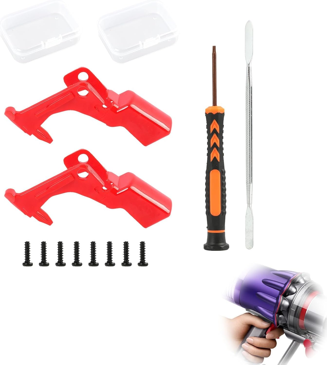 Set Mit 2 Metall-auslöseknöpfen Für Staubsauger Der Modelle V10, V11, Sv12 Und Sv14 – Inklusive Hochwertigem Reparaturwerkzeug Und Langlebigen Ersatzteilen.