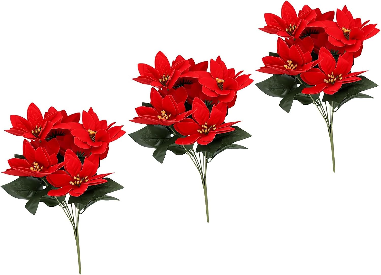 Künstliche Rote Weihnachtssternblüten, 3 Stück (rot)