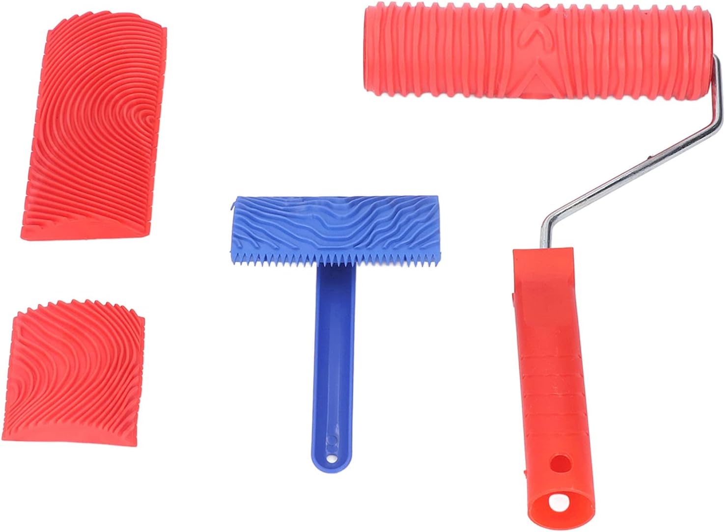 5-teiliges Holzstrukturwalzen-set Mit Gummi-strukturwerkzeugen Für Diy-wand-, Möbel- Und Bodengestaltung – Erzeugt Holzmaserungen Mit Griff – Maserungswerkzeug