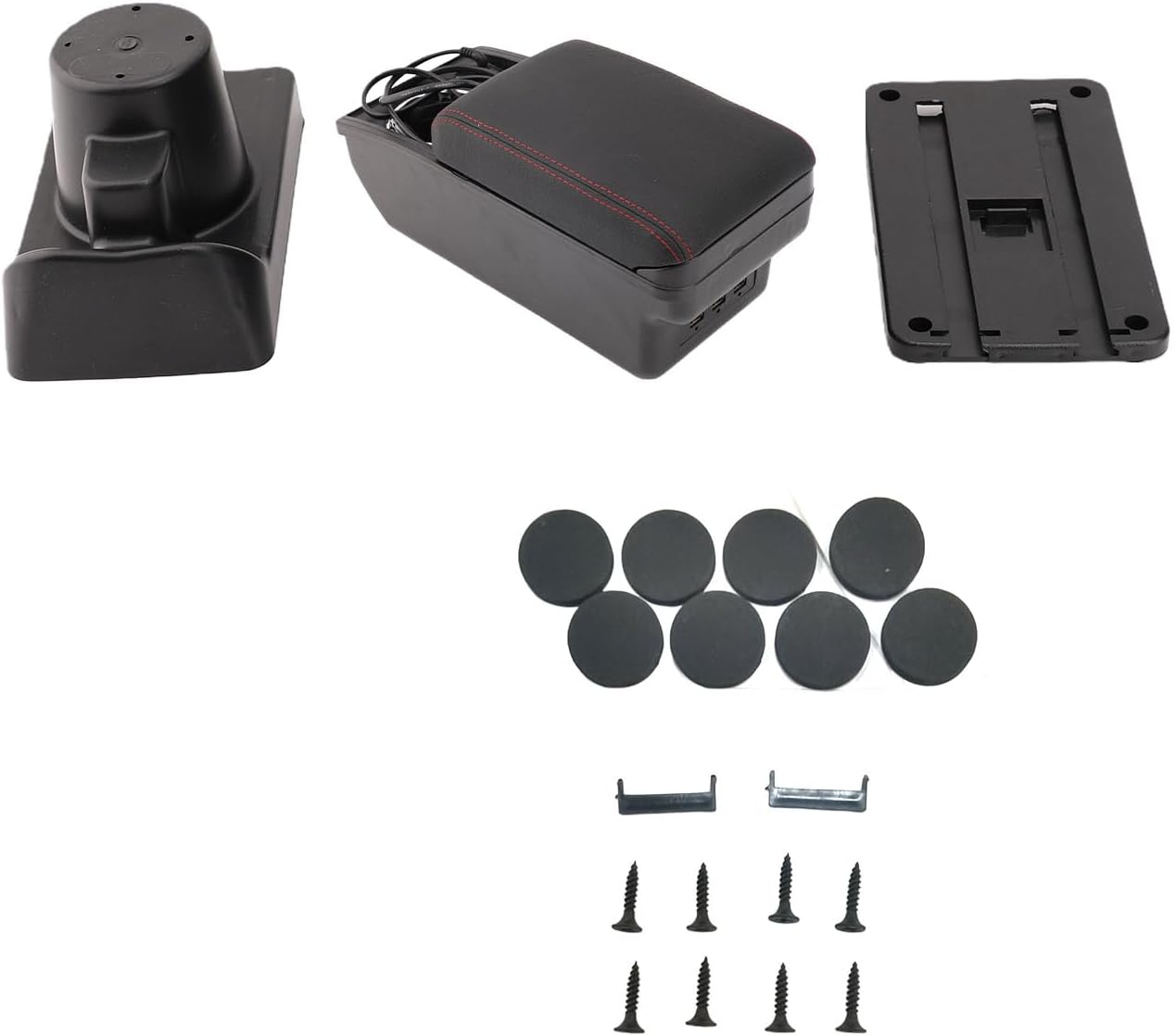 Ablagefach Für Die Mittelarmlehne, 6-port-usb-ladestation, Doppelwandiges Innenfach, Verschiebbarer Armlehnenrahmen, Passend Für H 2004-2009 (rot/schwarze Linie)