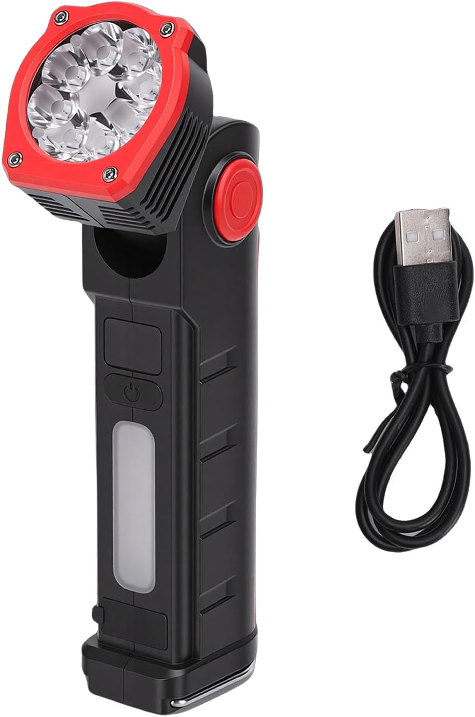Led-arbeitstaschenlampe Mit Magnetfuß, 90 Grad Drehbarem Kopf, Digitalanzeige Und Stiftclip, Für Autoreparaturen Und Camping (rot)
