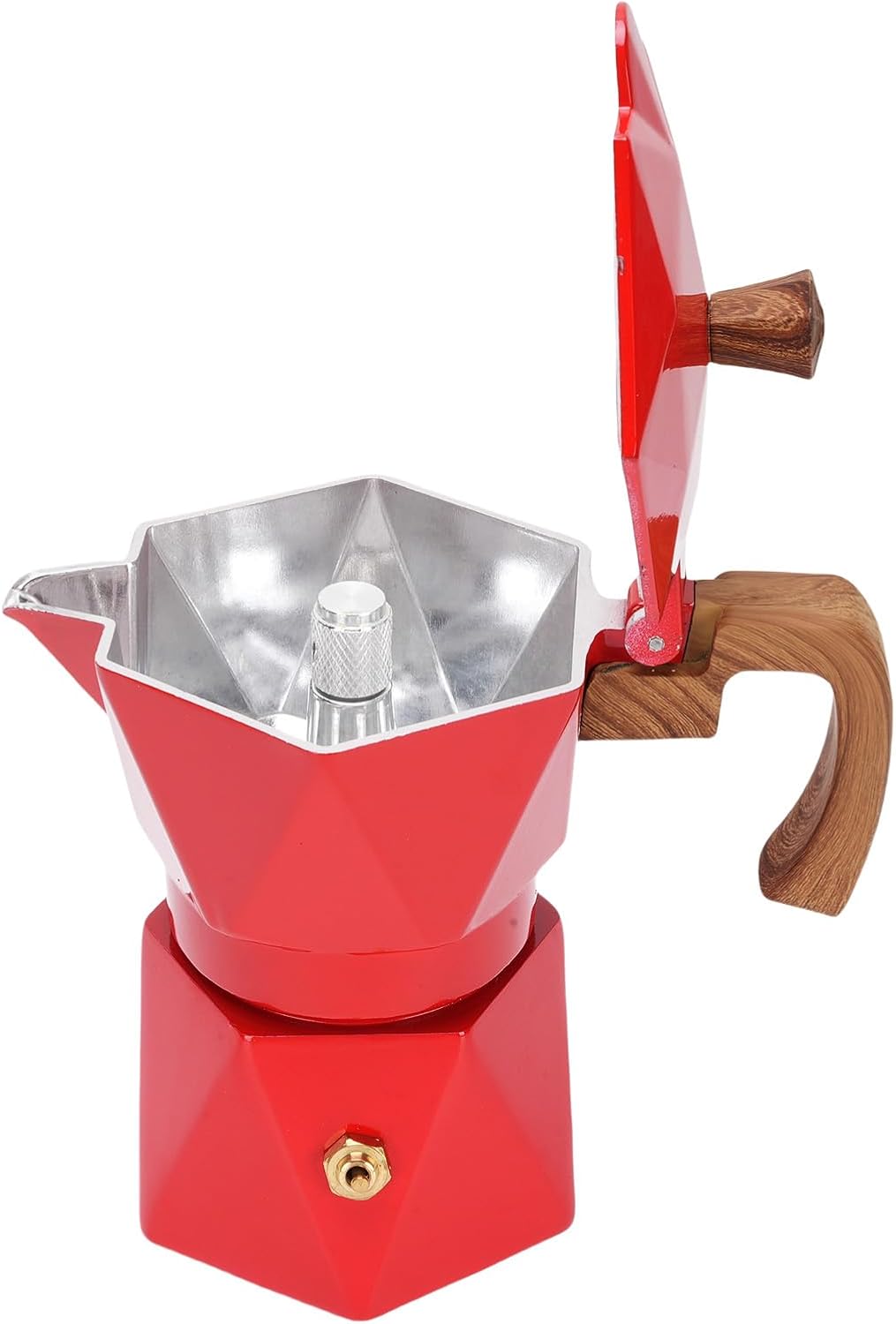 Italienische Kaffeemaschine Mit Doppelventil, 2 Tassen, Aluminium (rot)