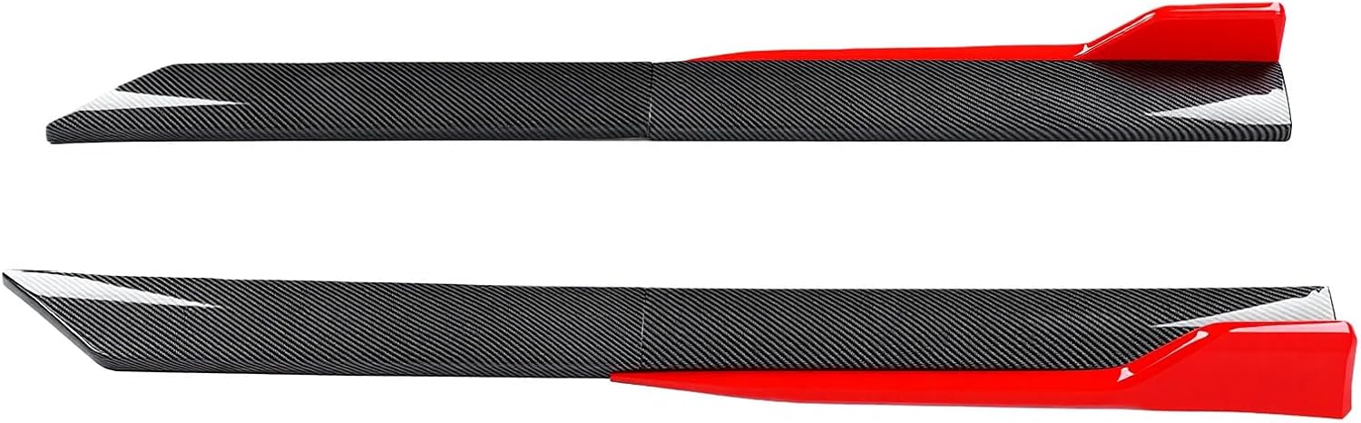 Universelle, Umlaufende Heckeckenprotektoren Für Pkw, Kombiniertes Seitenspoiler-set, Carbonfaser-optik, 105 Cm, 6-teilig, Mit Rotem Akzent