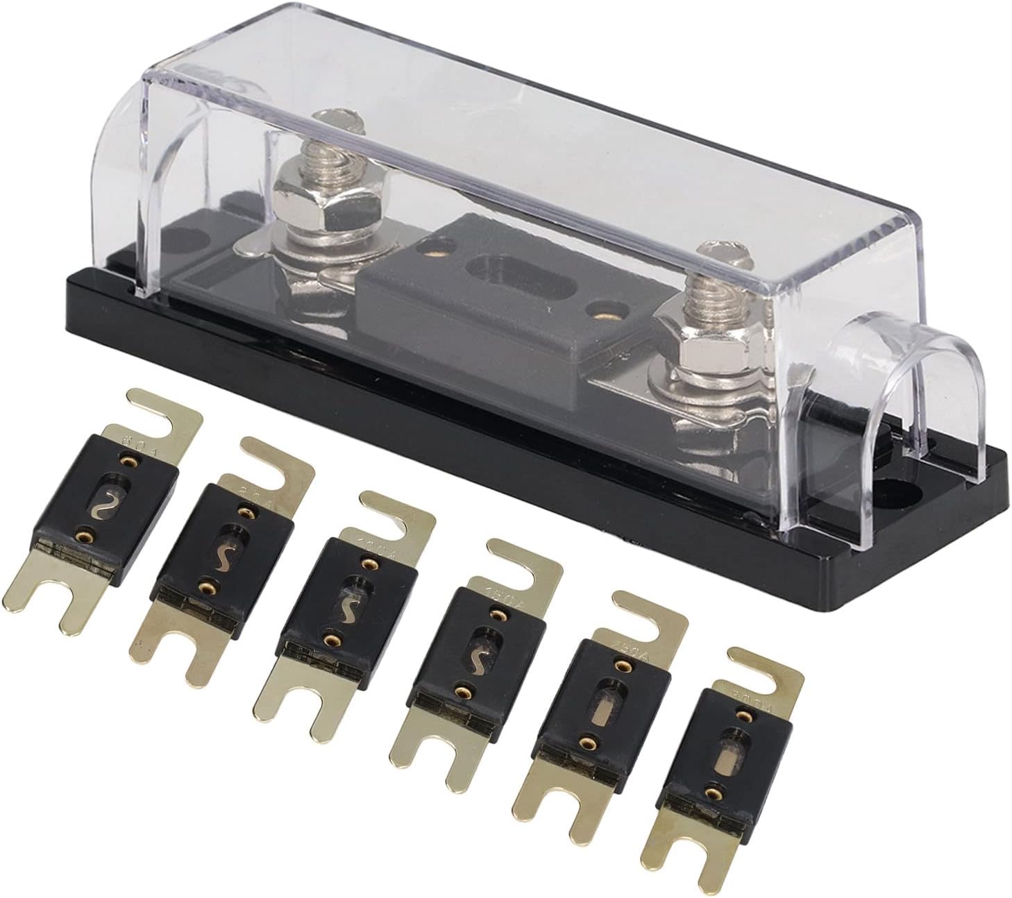 6 Stück 48v Anl-sicherungen Mit Sicherungshalterblock 60a, 80a, 100a, 150a, 250a, 300a Für Auto, Boot, Audioanlage