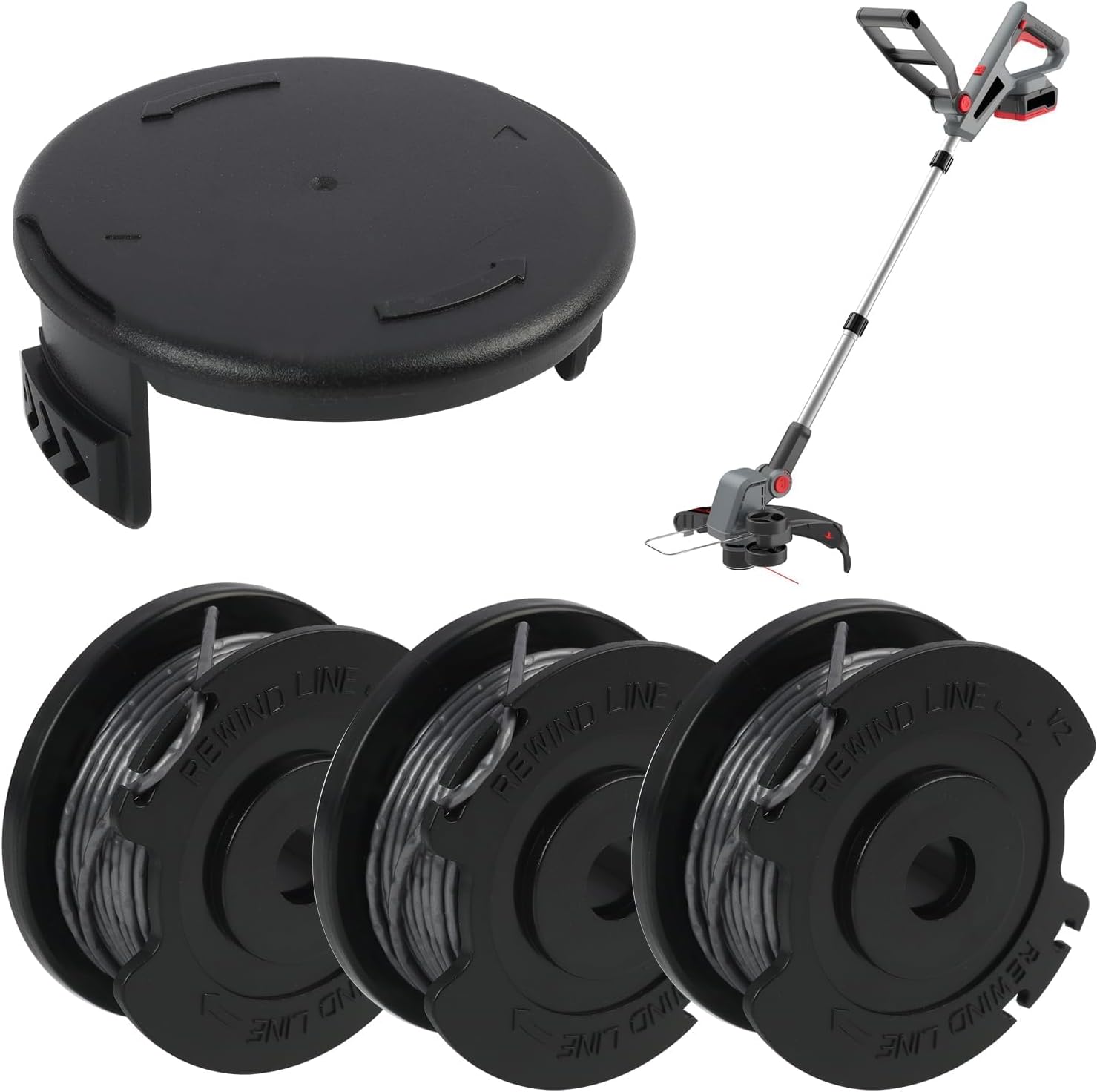 Set Mit 3 Trimmerspulen F016800569 Und Ersatzspulenabdeckung F016f05320, Kompatibel Mit Bosch Easygrasscut Modellen – Langlebige Trimmerschnur Und Abdeckung Für