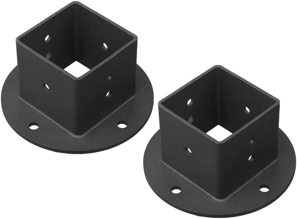 Set Mit 2 Quadratischen 2 X 2 Fußhalterungen Für Pergolen, Robuste Und Einfach Zu Bedienende Wandhalterung