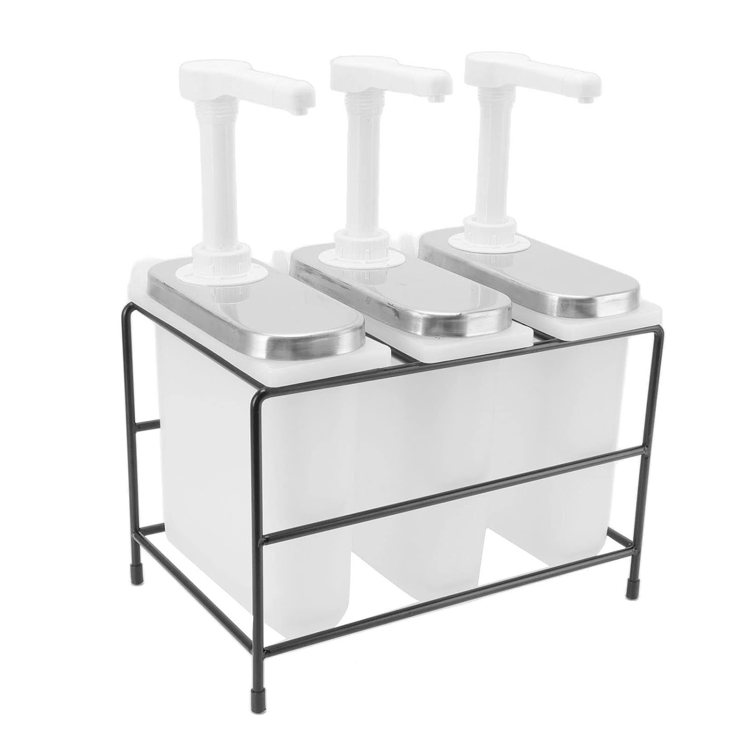 Saucenpumpenspender, Siruppumpenspender Aus Edelstahl Und Kunststoff Mit 3 Saucenpumpen, 35 Ml Manuelle Betätigung, Abnehmbarer 2-liter-behälter