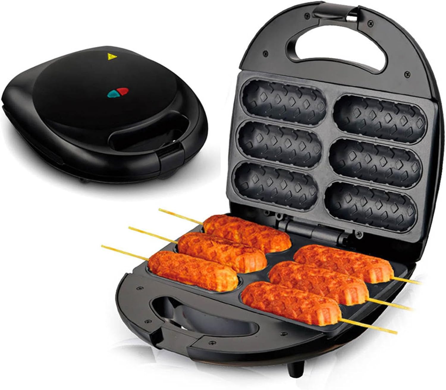 Corn-dog-maker, 750 W, Doppelseitige Heizung, 6-loch-antihaft-waffeleisen, Kompaktes Frühstücksgerät Für Die Heimische Küche (eu-stecker 220 V)