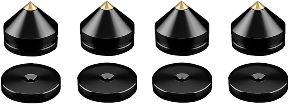 Set Mit 4 Schwarzen Metall-isolationsspikes Mit Klebepads, Stoßfeste Isolatoren Für Lautsprecher Und Subwoofer